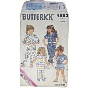 Butterick 4883 Vintage Little Girls Jumpsuit Shorts Pants Size 1-2-3 Uncut FF